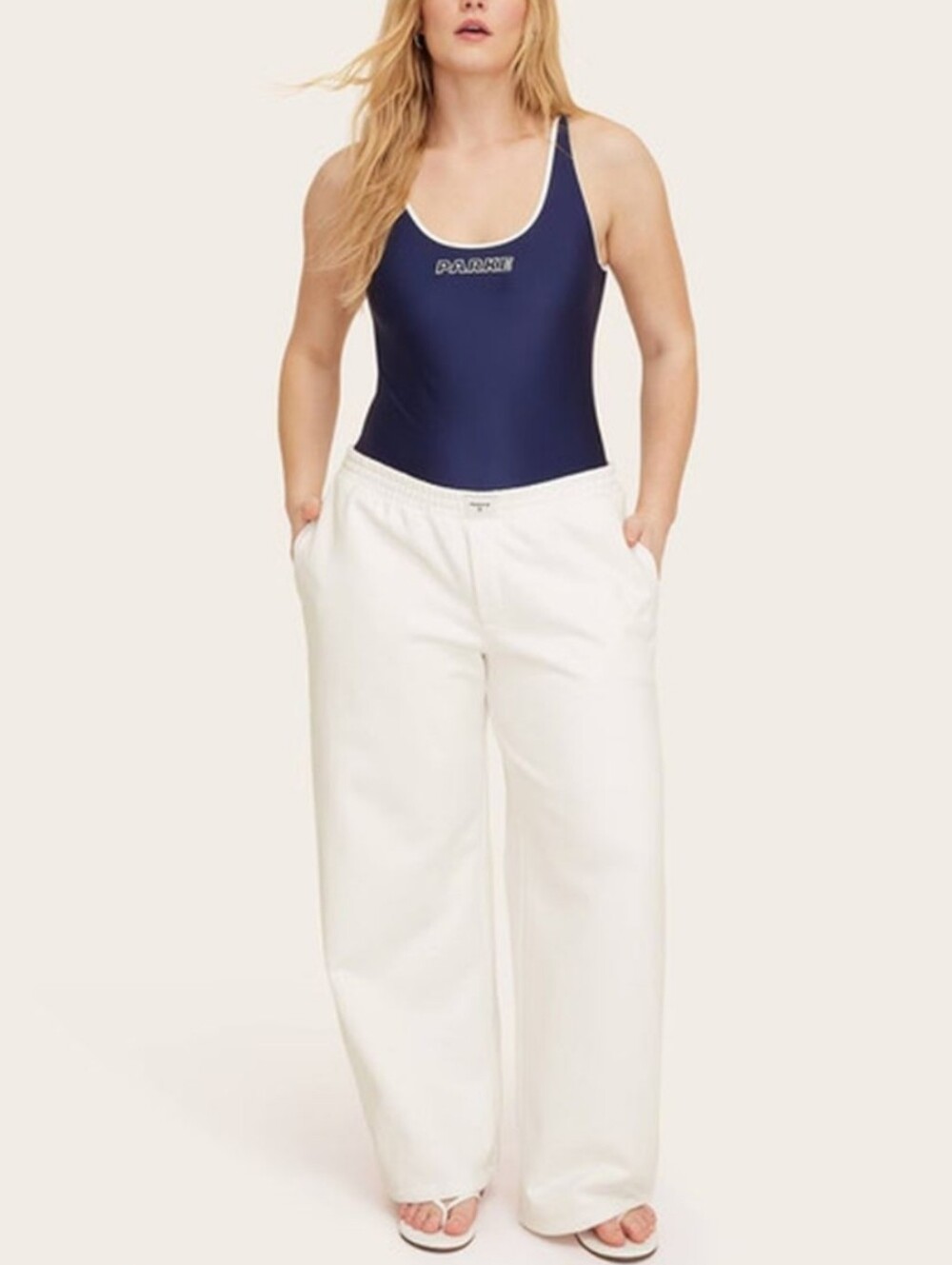 Women's High-Rise Boxer Sweatpants - Parke x Target Cream S